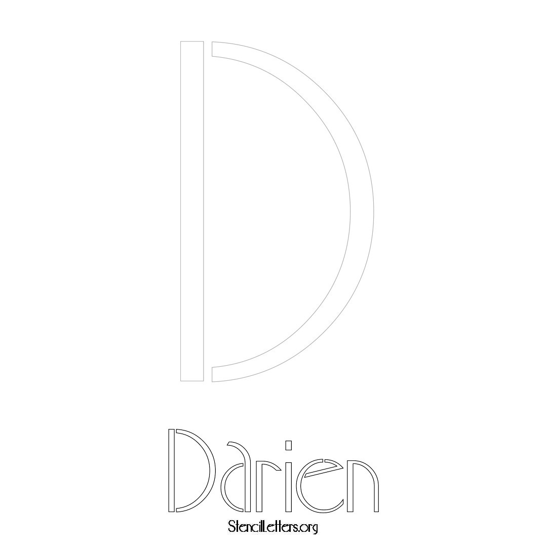 Darien printable name initial stencil in Art Deco Lettering