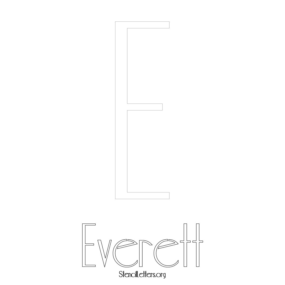 Everett printable name initial stencil in Art Deco Lettering