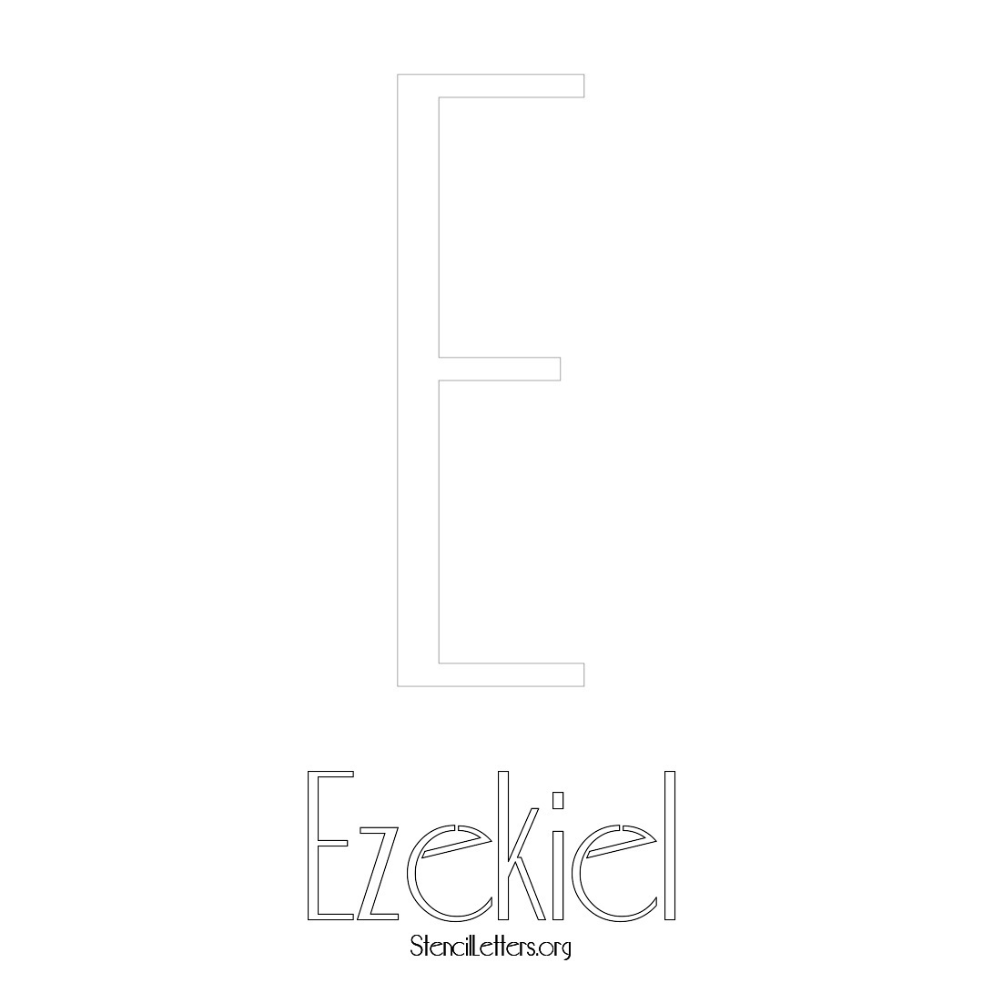 Ezekiel printable name initial stencil in Art Deco Lettering