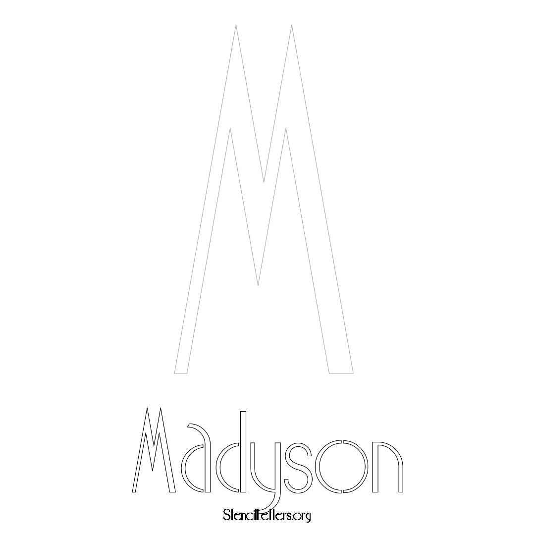 Madyson printable name initial stencil in Art Deco Lettering