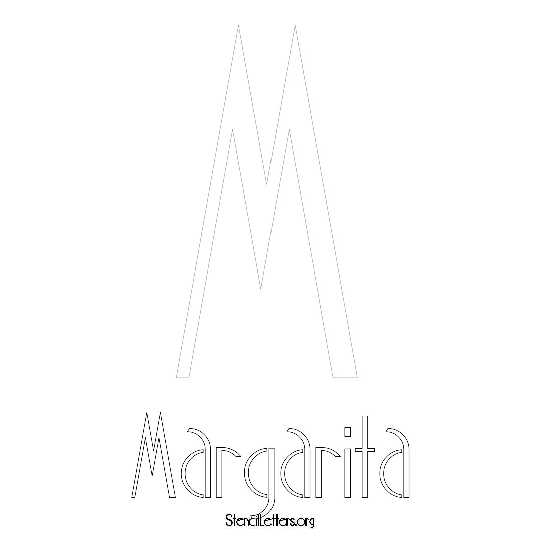Margarita printable name initial stencil in Art Deco Lettering