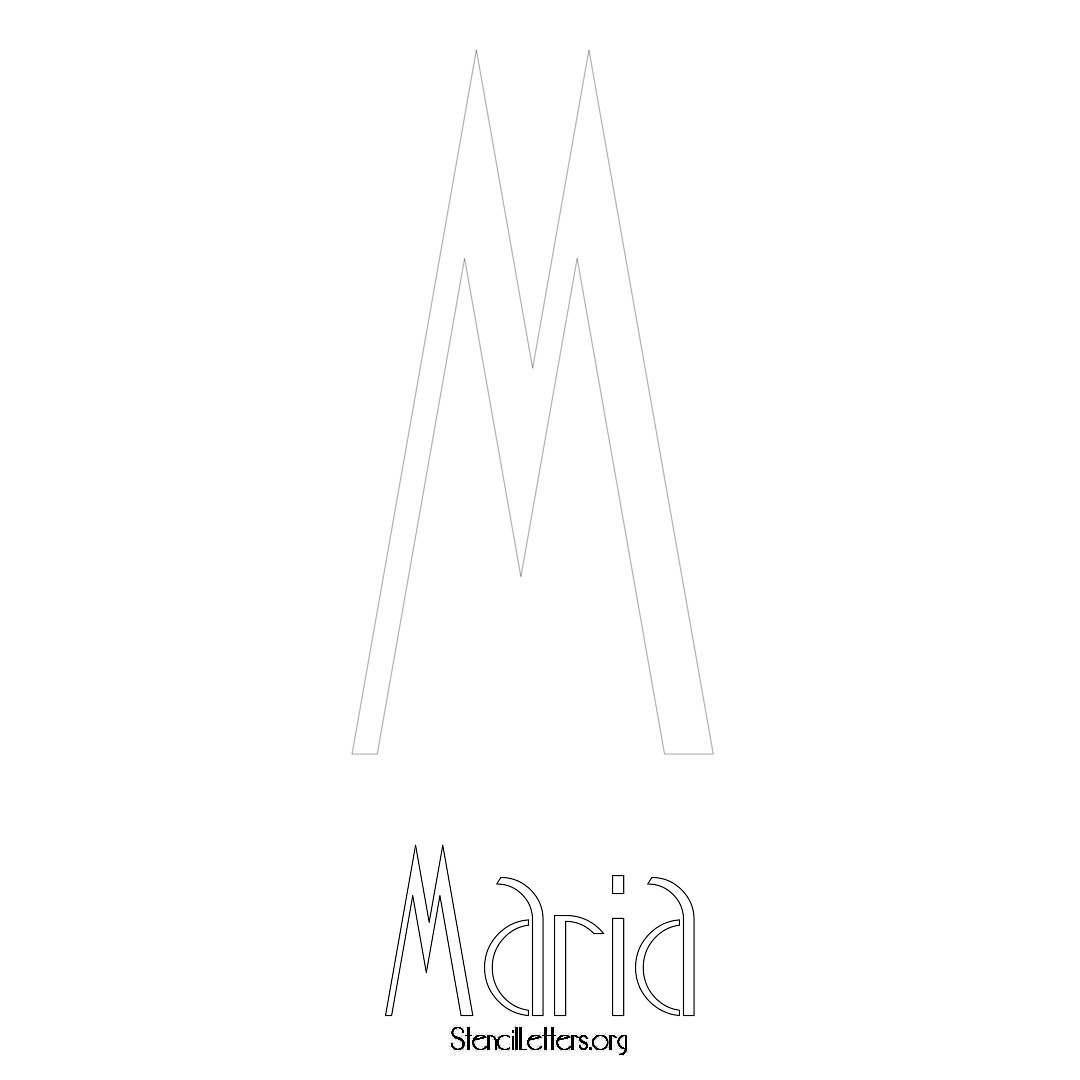 Maria printable name initial stencil in Art Deco Lettering