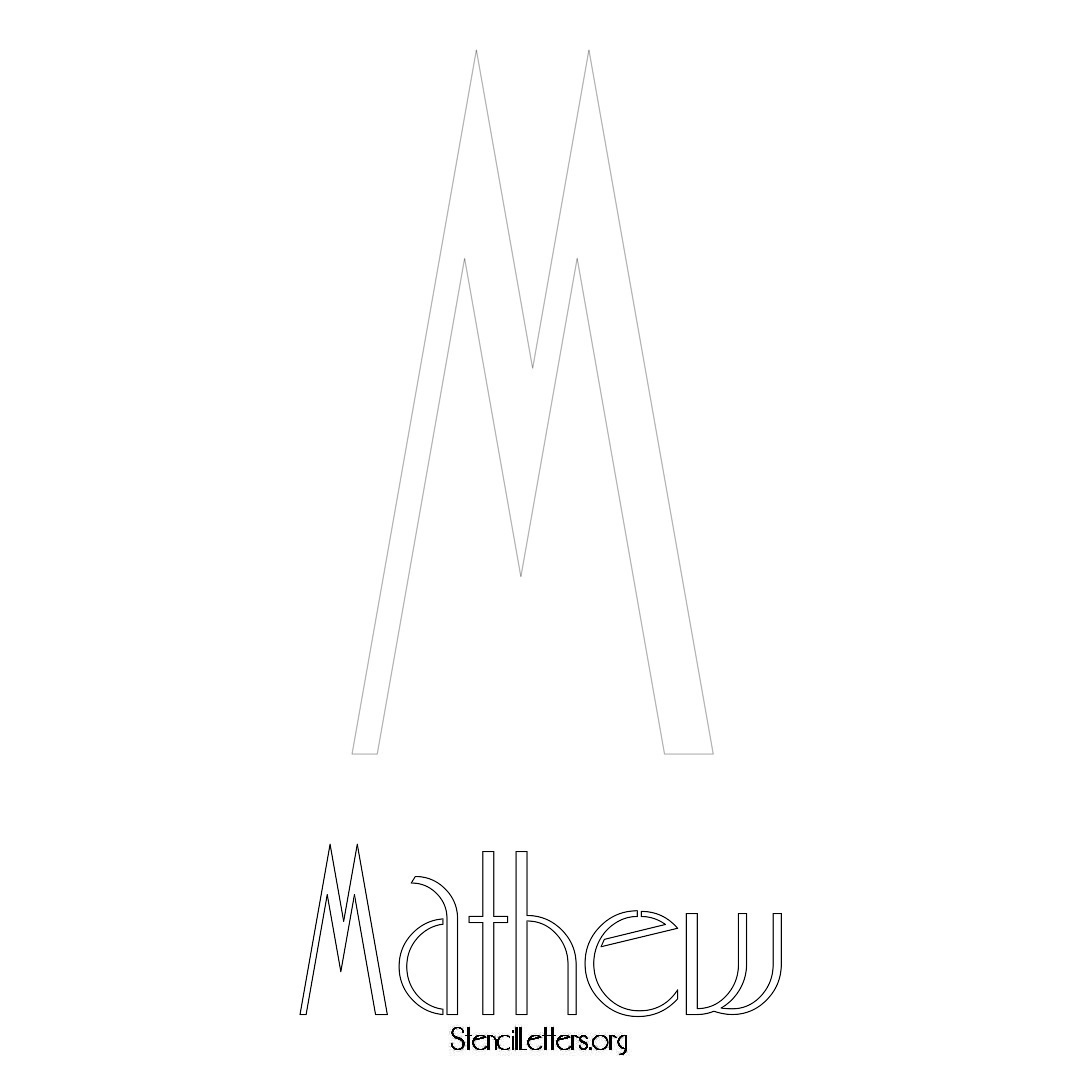 Mathew printable name initial stencil in Art Deco Lettering
