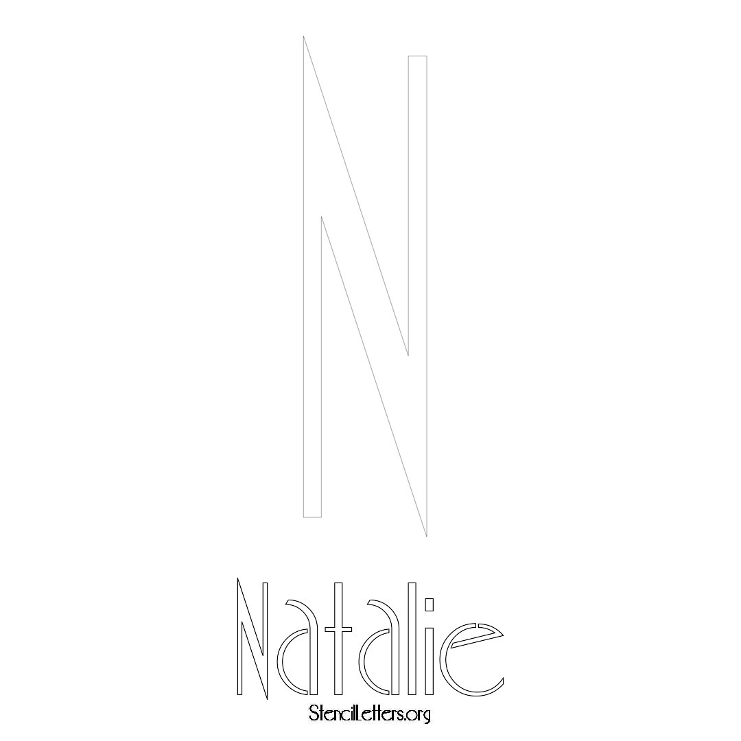 Natalie printable name initial stencil in Art Deco Lettering