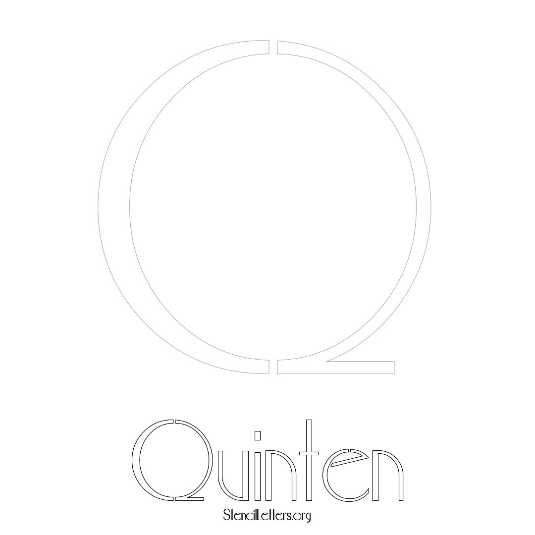 Quinten printable name initial stencil in Art Deco Lettering