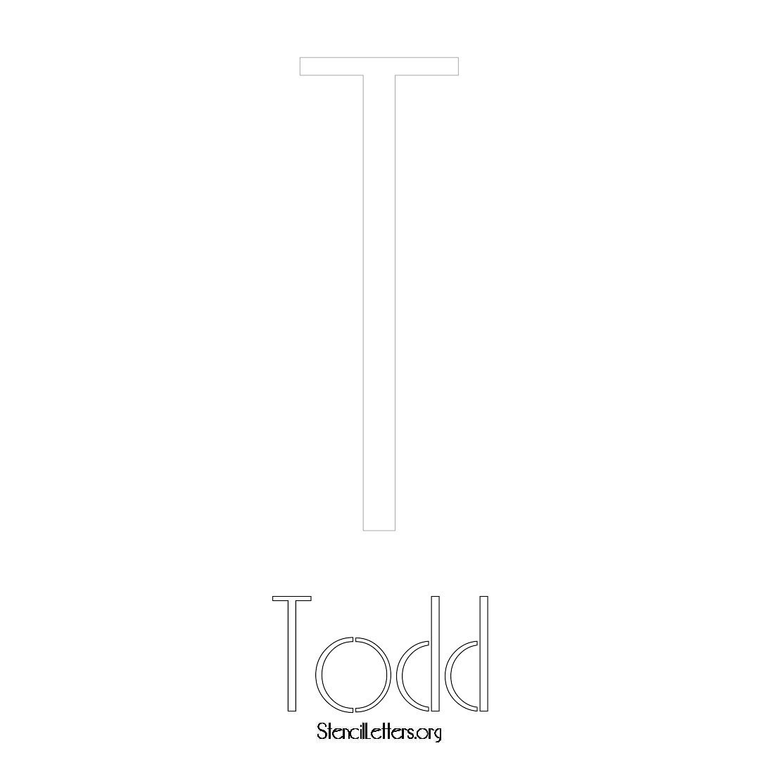 Todd printable name initial stencil in Art Deco Lettering