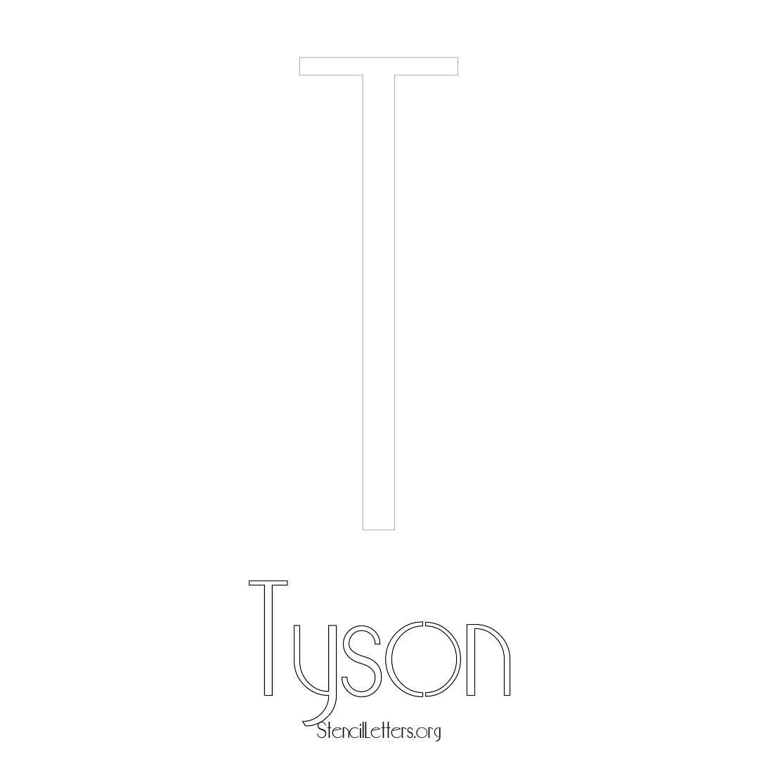 Tyson printable name initial stencil in Art Deco Lettering