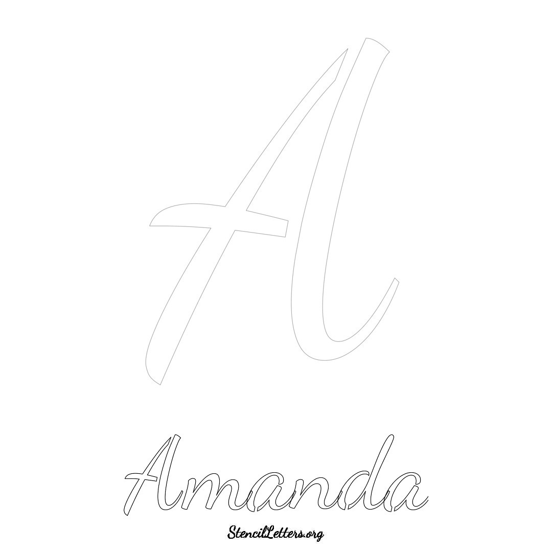 Amanda printable name initial stencil in Cursive Script Lettering