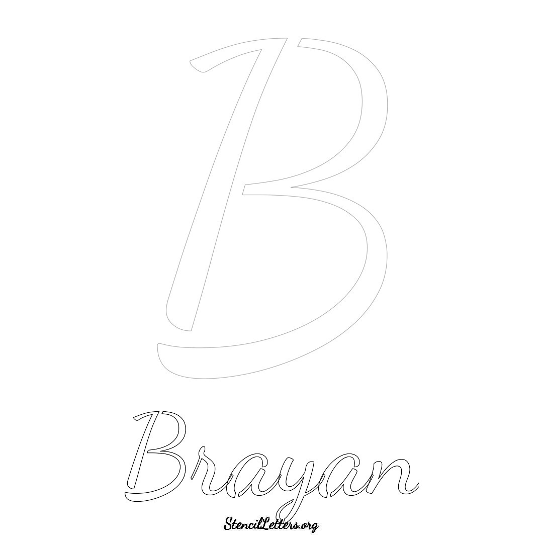 Brayan printable name initial stencil in Cursive Script Lettering