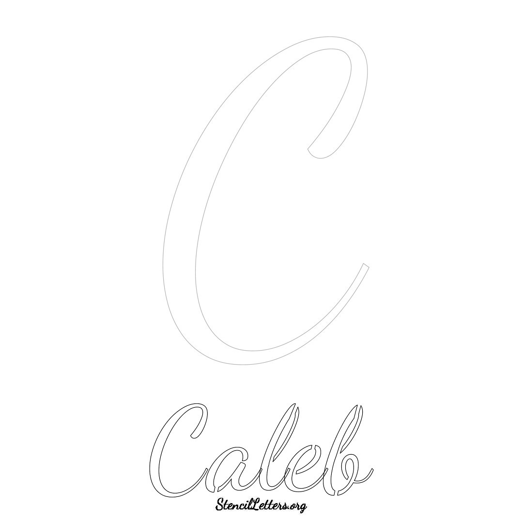 Caleb printable name initial stencil in Cursive Script Lettering