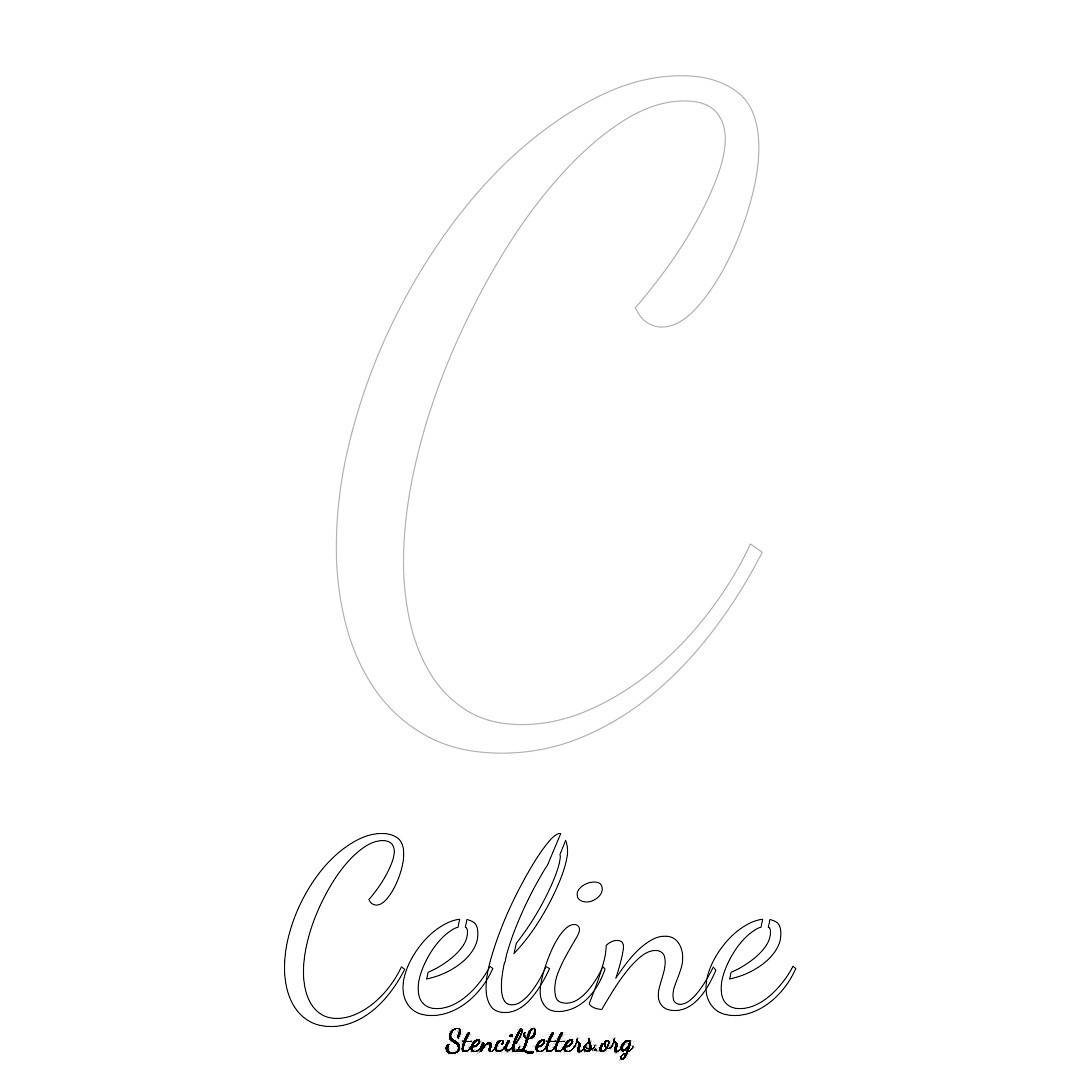 Celine printable name initial stencil in Cursive Script Lettering