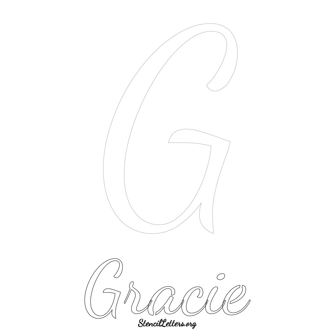 Gracie printable name initial stencil in Cursive Script Lettering