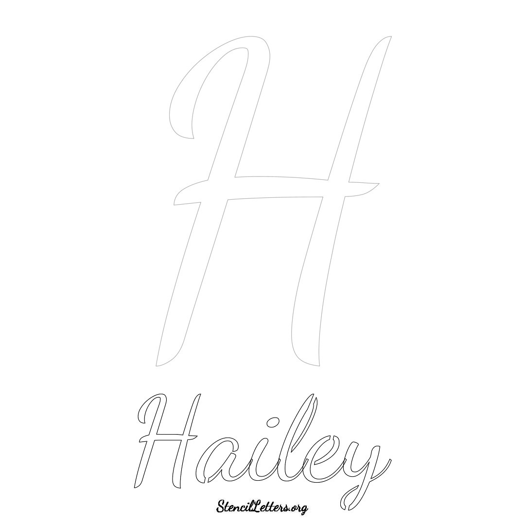 Hailey printable name initial stencil in Cursive Script Lettering