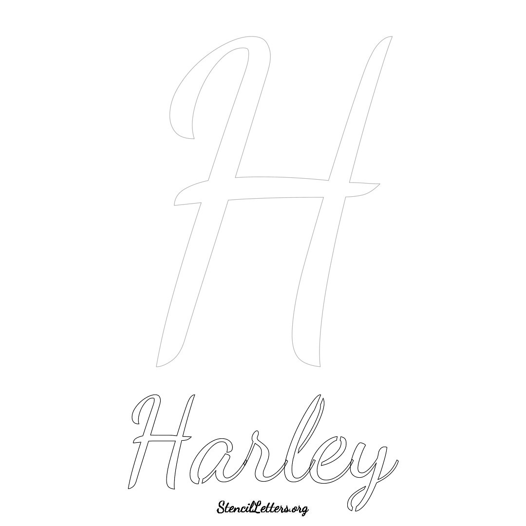 Harley printable name initial stencil in Cursive Script Lettering