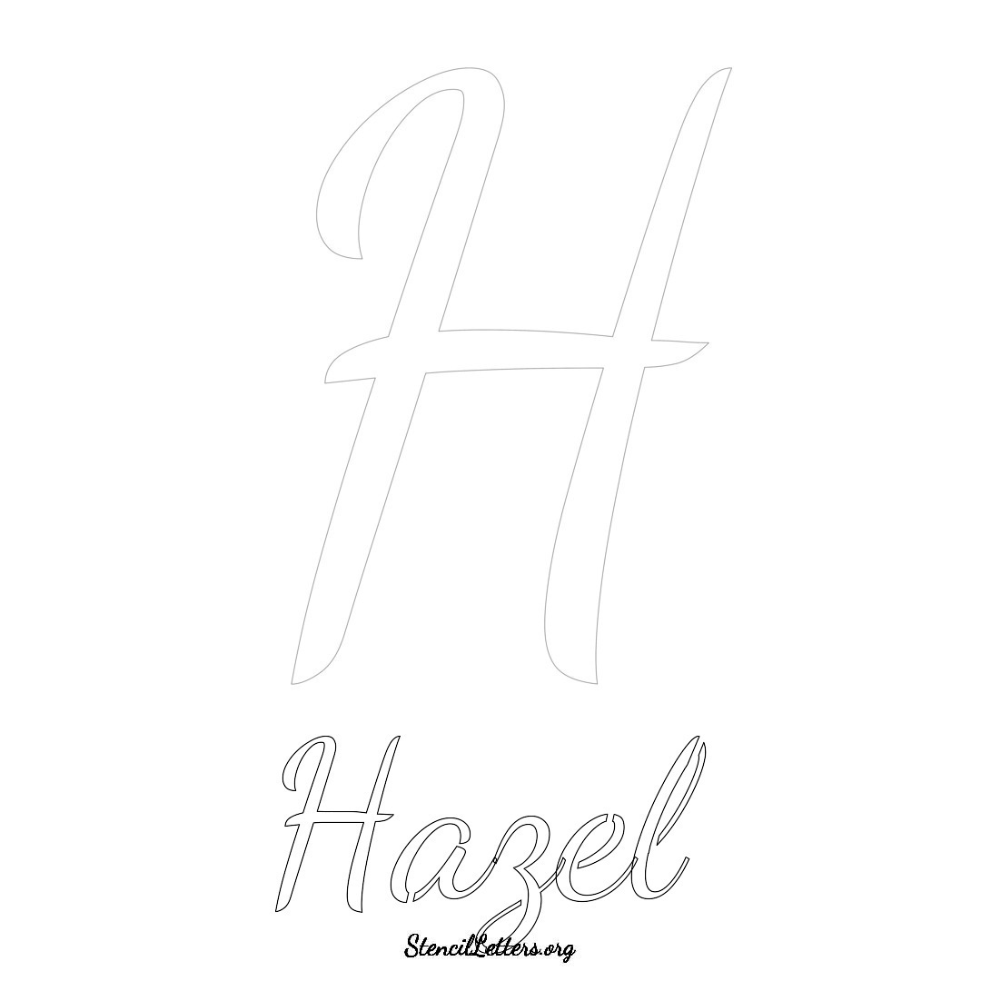 Hazel printable name initial stencil in Cursive Script Lettering
