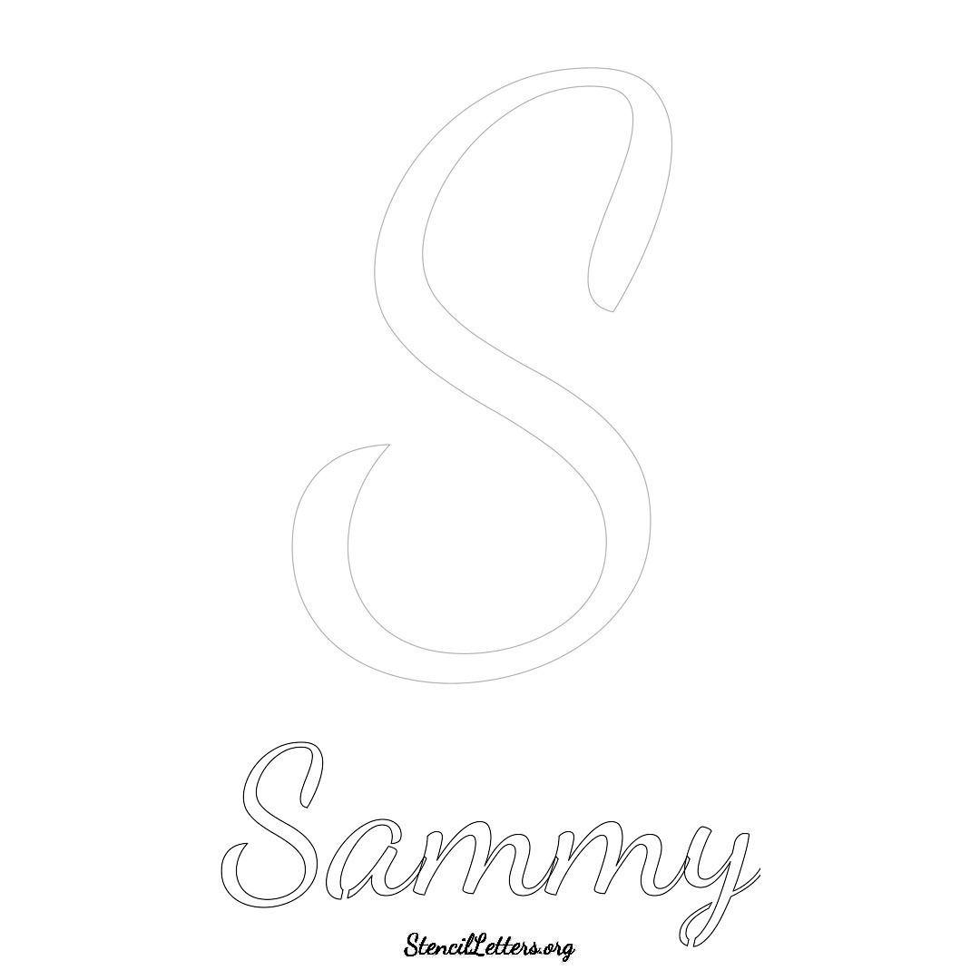 Sammy printable name initial stencil in Cursive Script Lettering