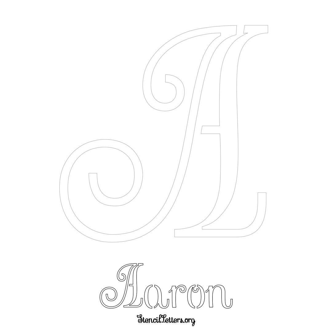 Aaron printable name initial stencil in Ornamental Cursive Lettering
