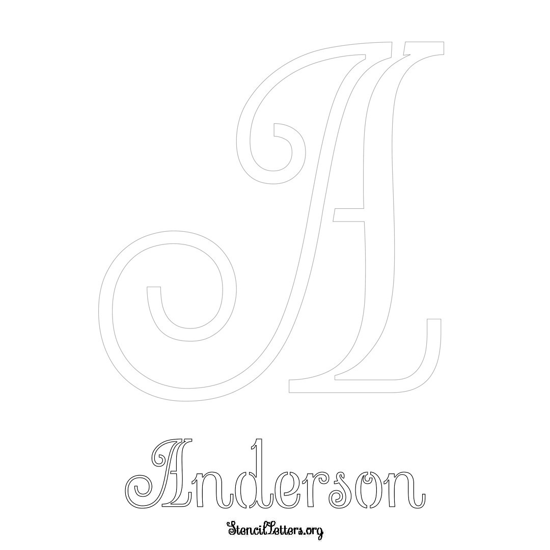 Anderson printable name initial stencil in Ornamental Cursive Lettering