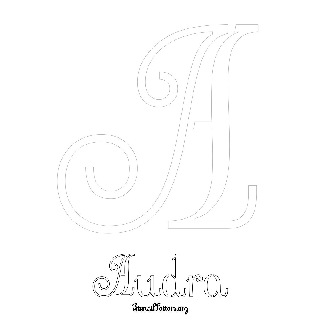 Audra printable name initial stencil in Ornamental Cursive Lettering