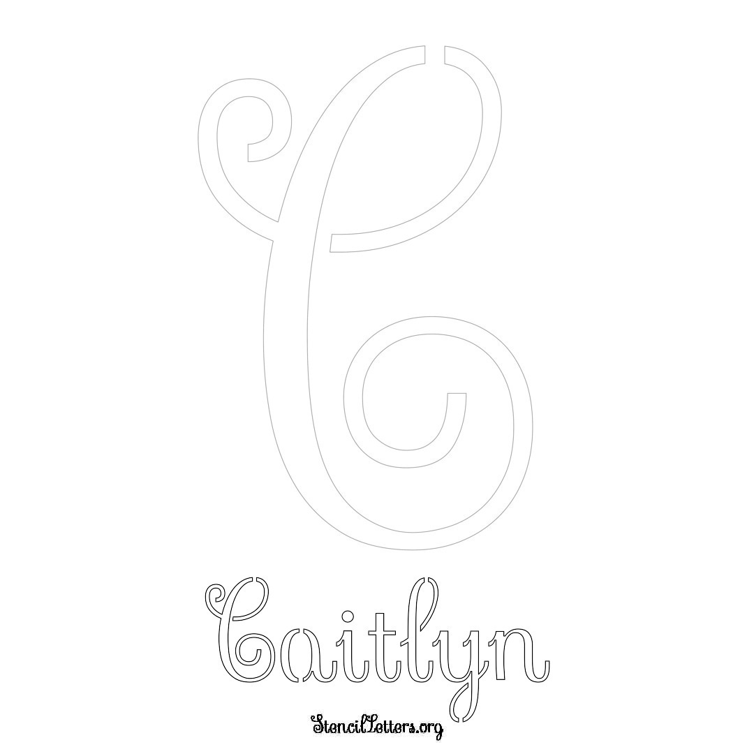 Caitlyn printable name initial stencil in Ornamental Cursive Lettering