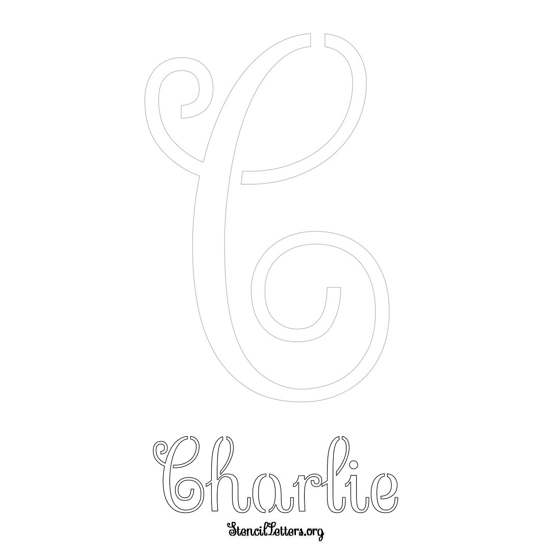 Charlie printable name initial stencil in Ornamental Cursive Lettering