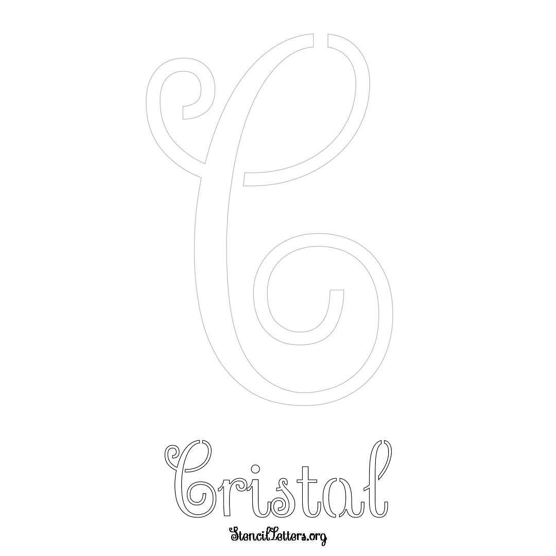 Cristal printable name initial stencil in Ornamental Cursive Lettering