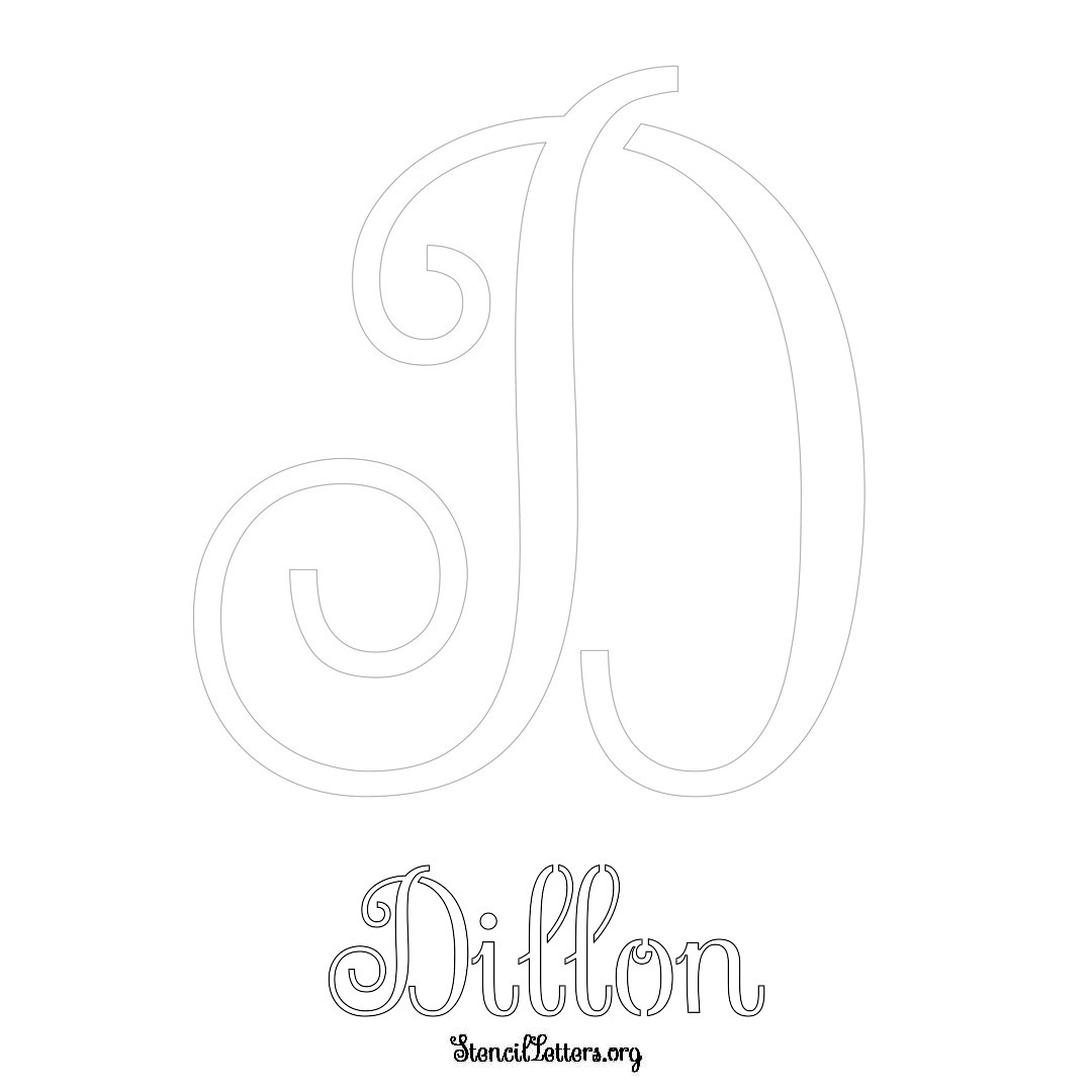 Dillon printable name initial stencil in Ornamental Cursive Lettering