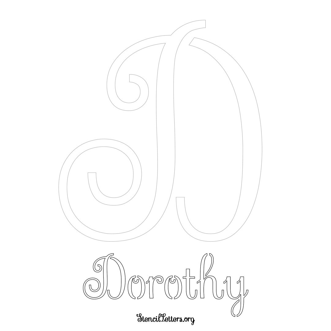 Dorothy printable name initial stencil in Ornamental Cursive Lettering