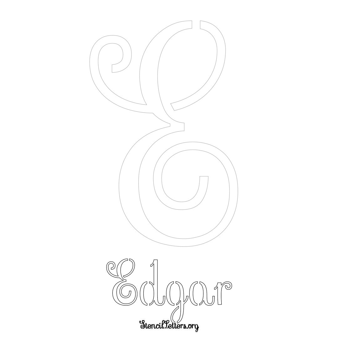 Edgar printable name initial stencil in Ornamental Cursive Lettering