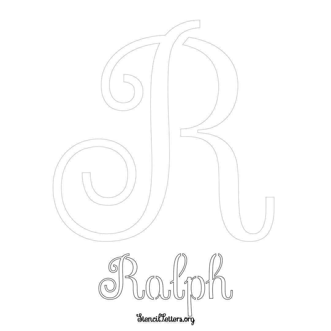 Ralph printable name initial stencil in Ornamental Cursive Lettering