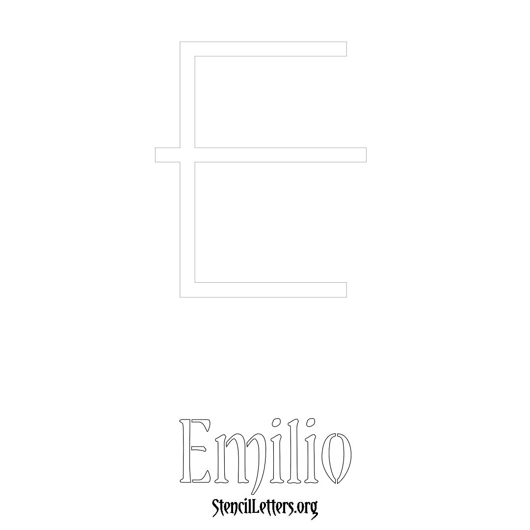 Emilio printable name initial stencil in Simple Elegant Lettering