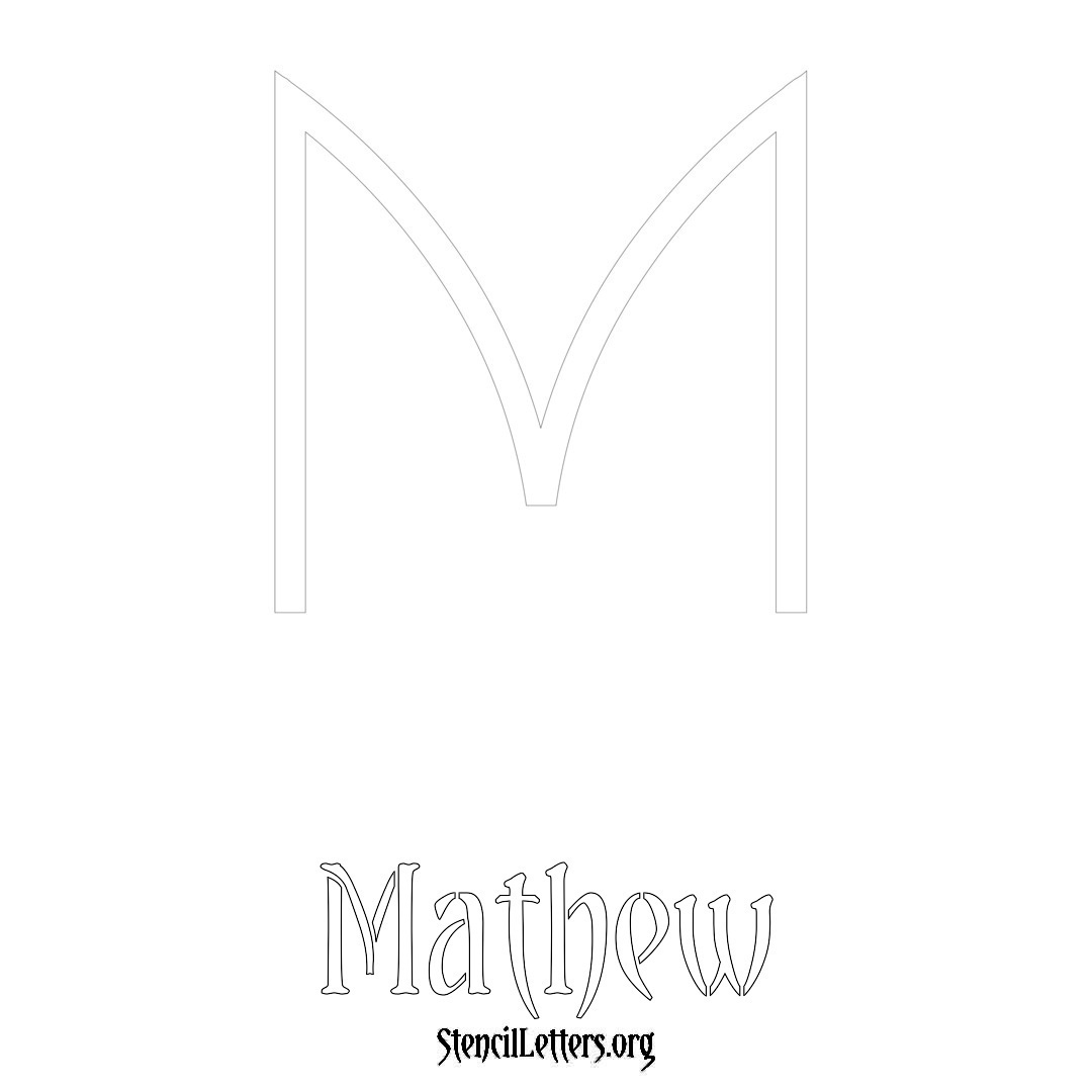 Mathew printable name initial stencil in Simple Elegant Lettering