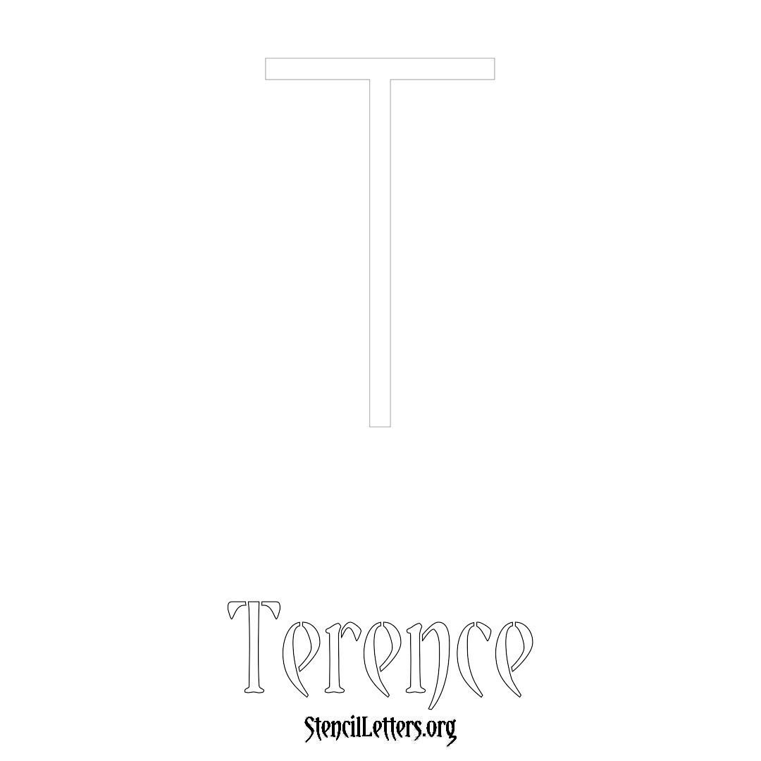 Terence printable name initial stencil in Simple Elegant Lettering