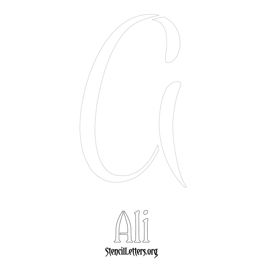 Ali printable name initial stencil in Vintage Brush Lettering