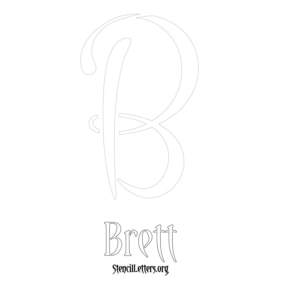 Brett printable name initial stencil in Vintage Brush Lettering