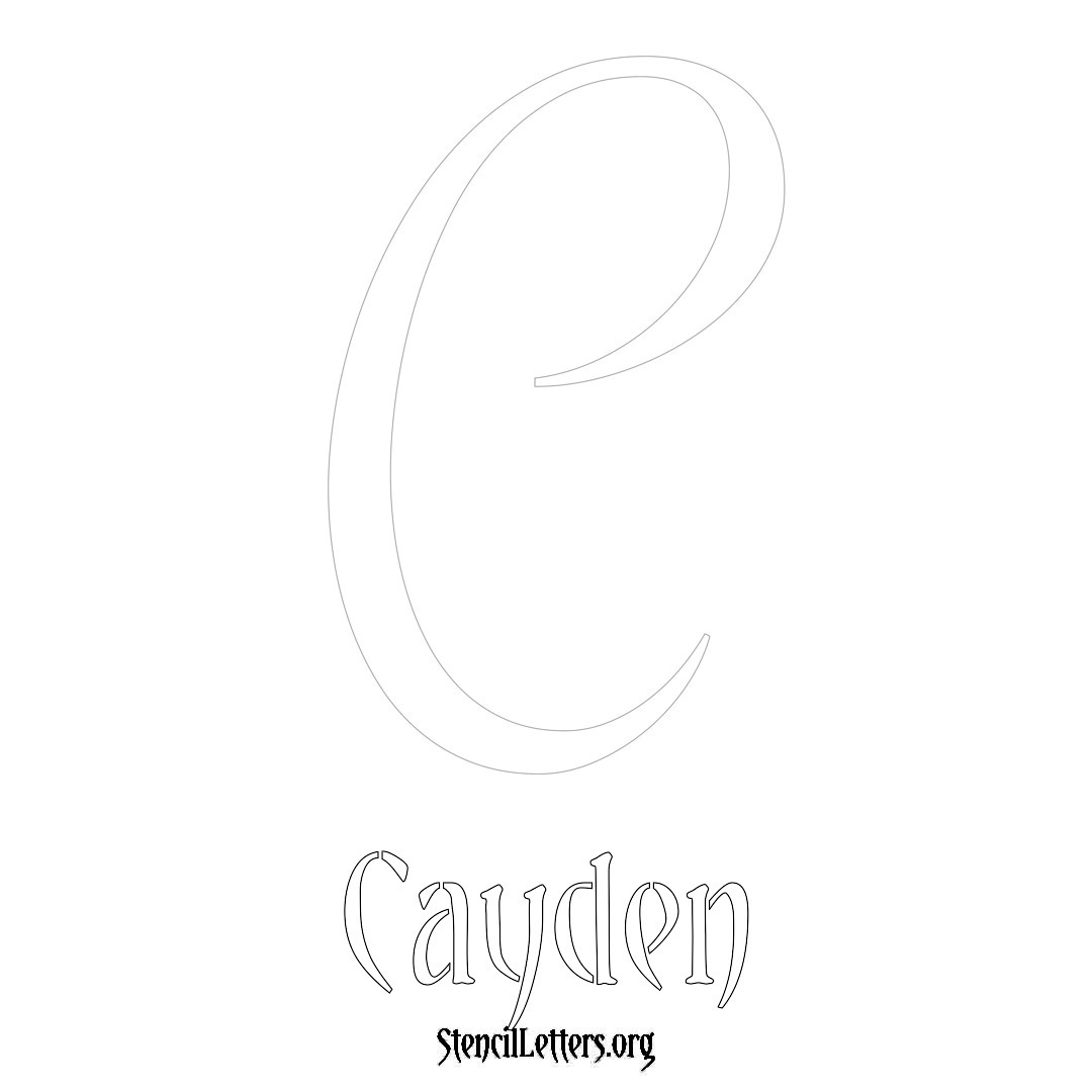 Cayden printable name initial stencil in Vintage Brush Lettering