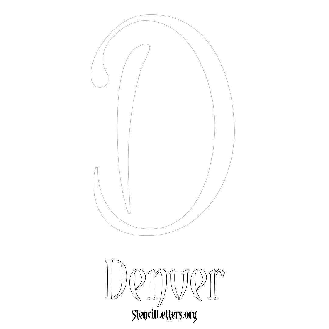Denver printable name initial stencil in Vintage Brush Lettering