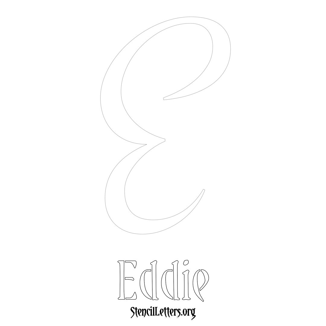Eddie printable name initial stencil in Vintage Brush Lettering