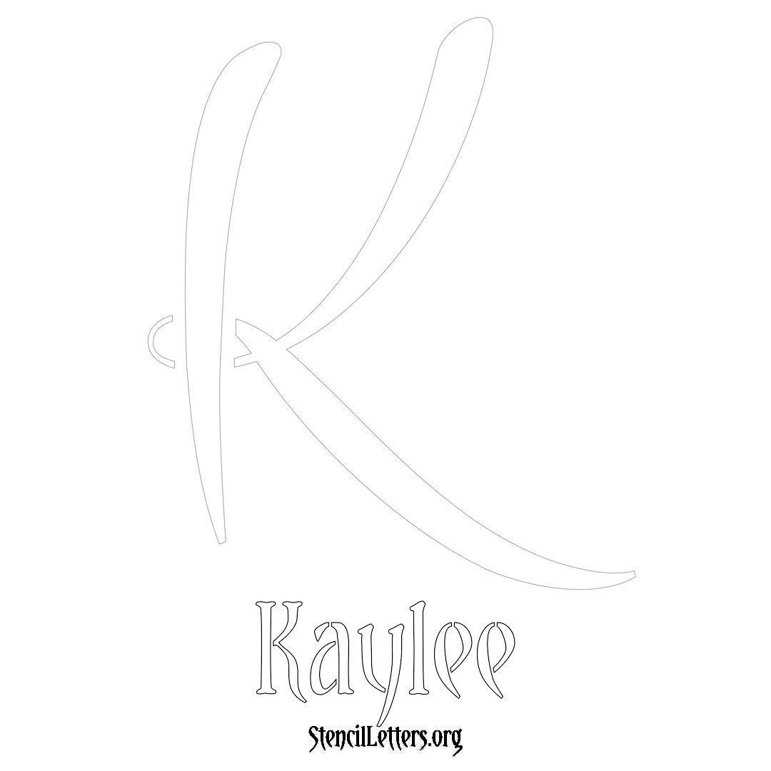 Kaylee printable name initial stencil in Vintage Brush Lettering