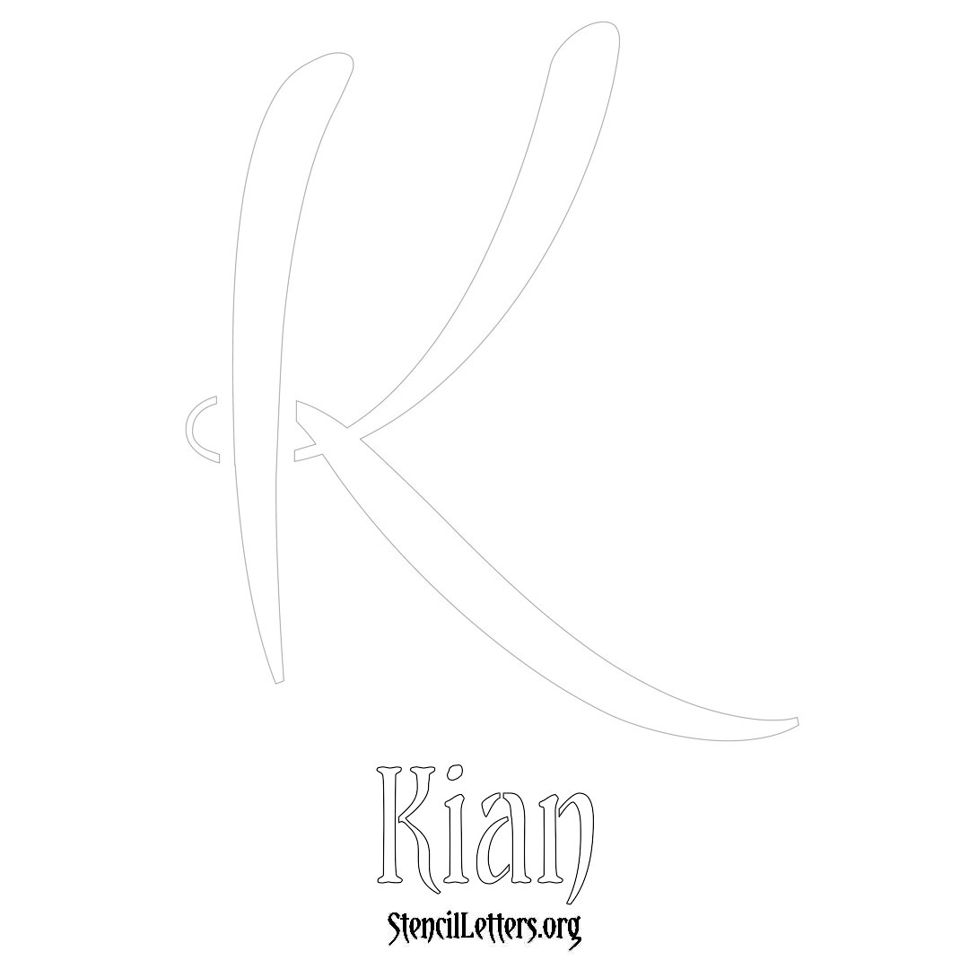 Kian printable name initial stencil in Vintage Brush Lettering