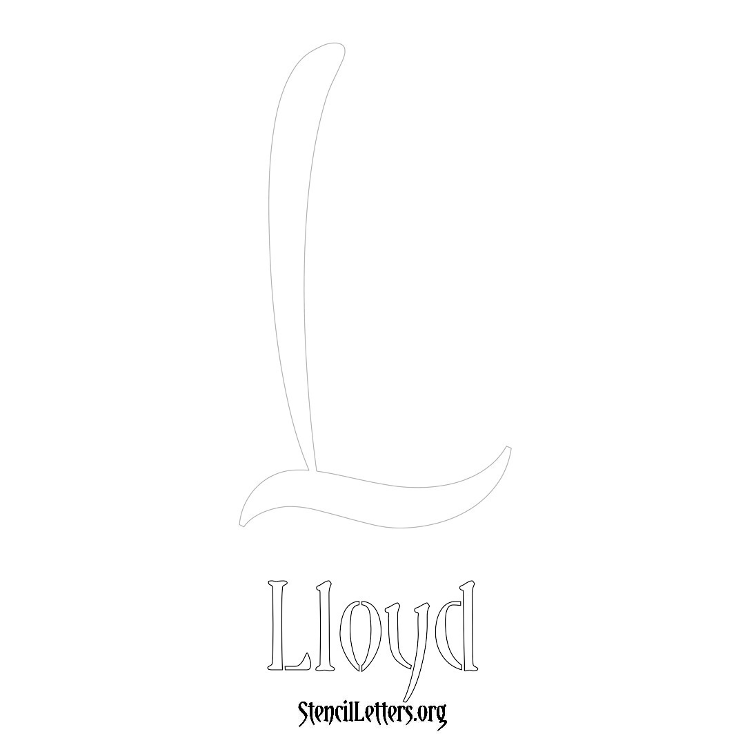 Lloyd printable name initial stencil in Vintage Brush Lettering