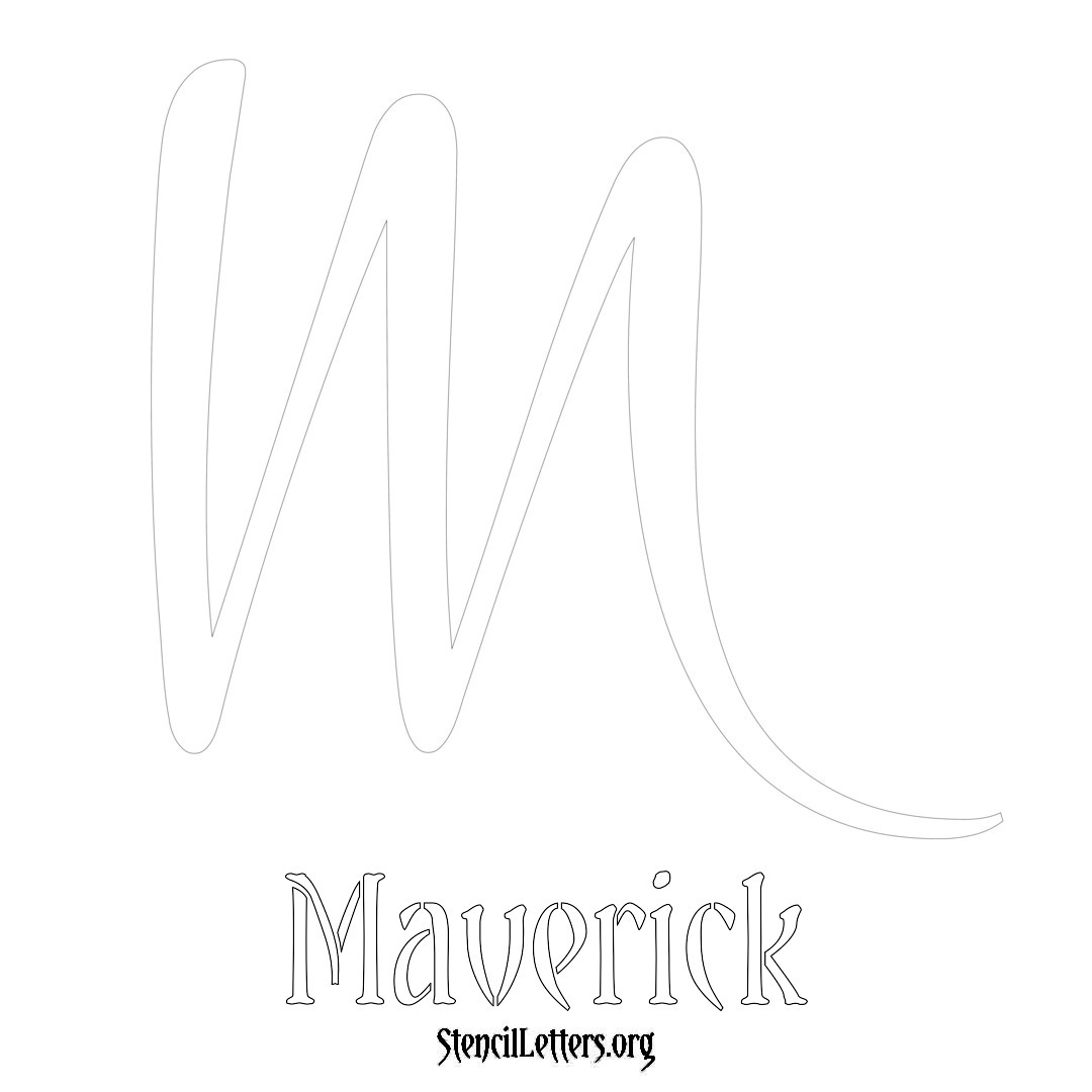 Maverick printable name initial stencil in Vintage Brush Lettering