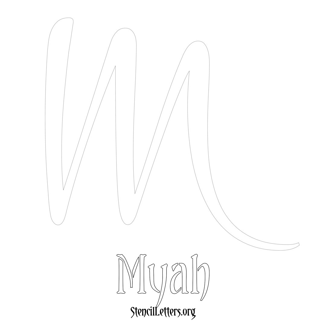 Myah printable name initial stencil in Vintage Brush Lettering
