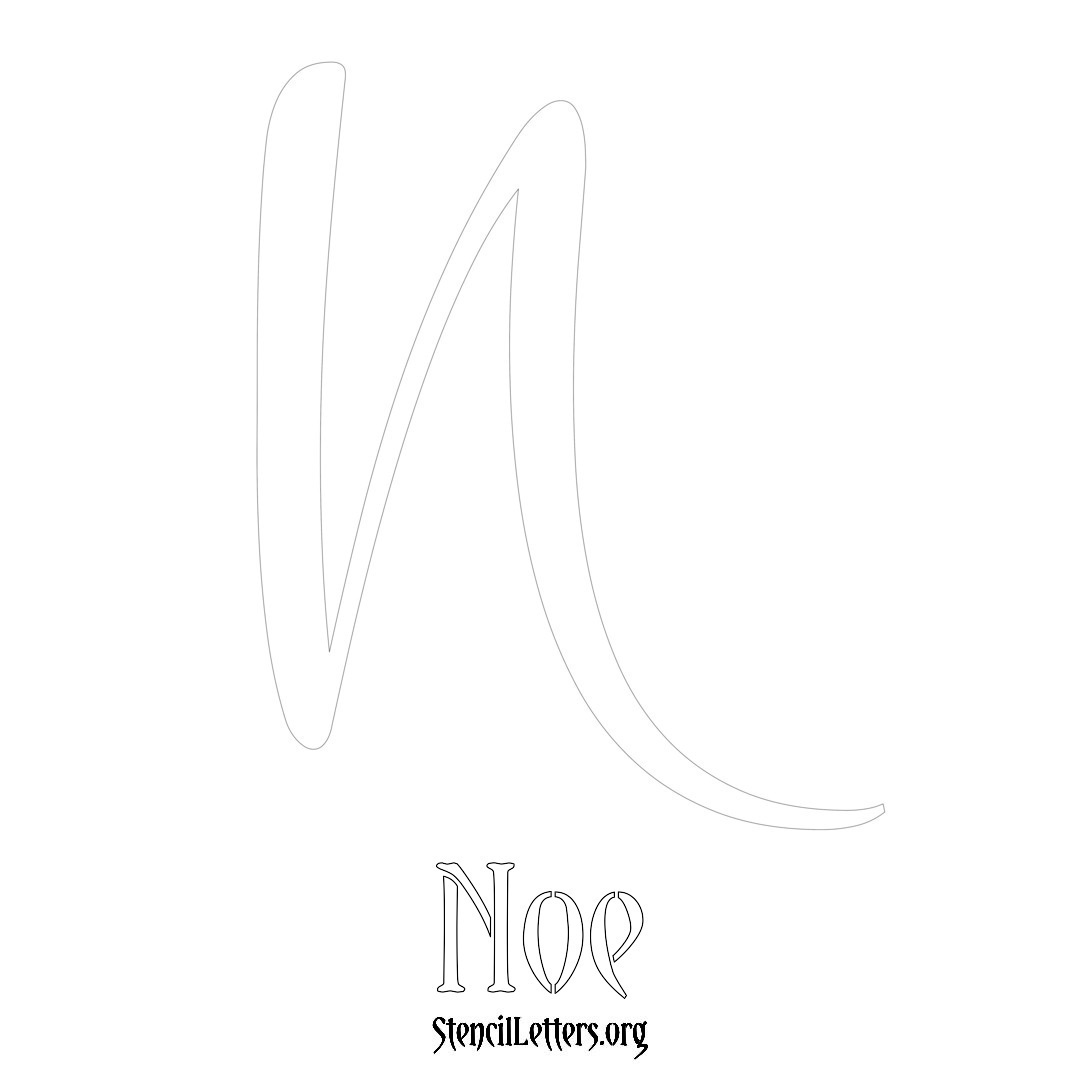 Noe printable name initial stencil in Vintage Brush Lettering