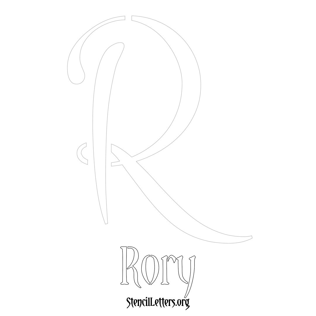 Rory printable name initial stencil in Vintage Brush Lettering
