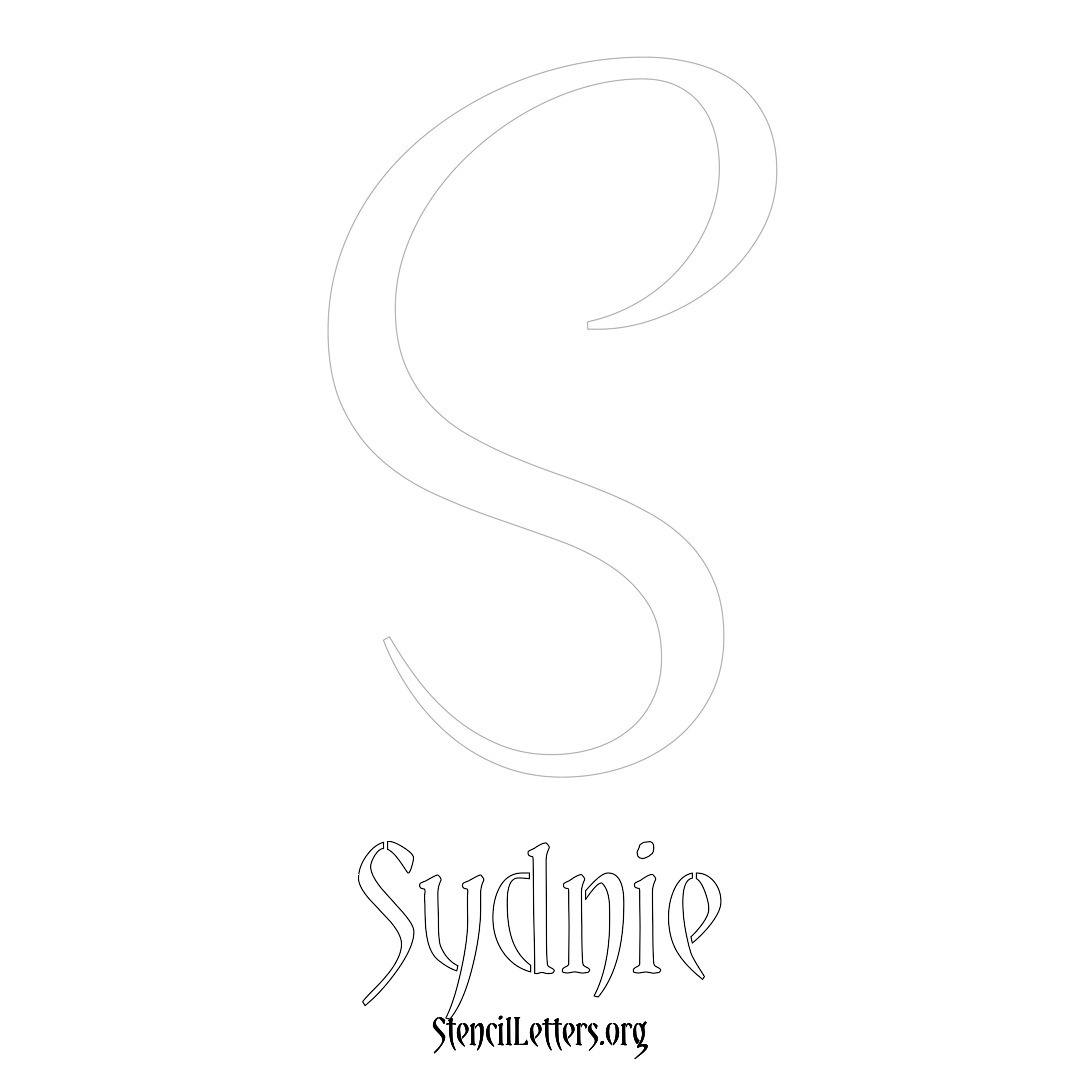 Sydnie printable name initial stencil in Vintage Brush Lettering