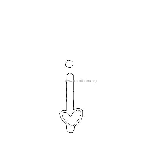 heart design stencil letter i