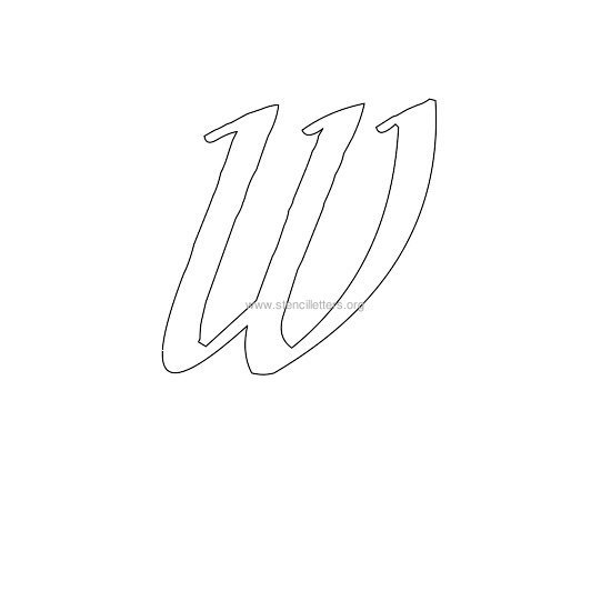 uppercase calligraphy wall stencil letter w