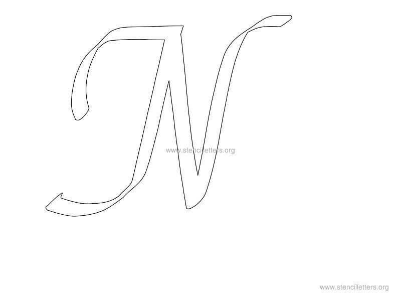 cursive wall stencil letter n