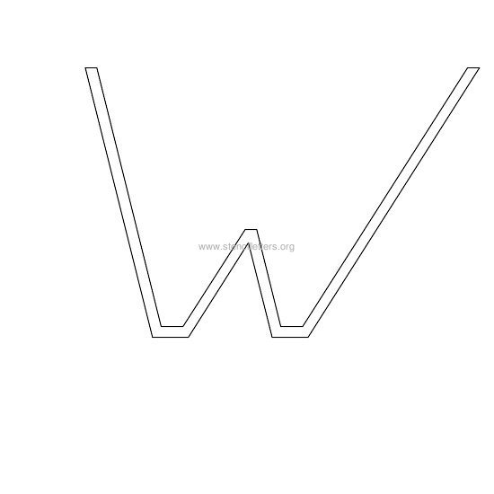 uppercase italic wall stencil letter w